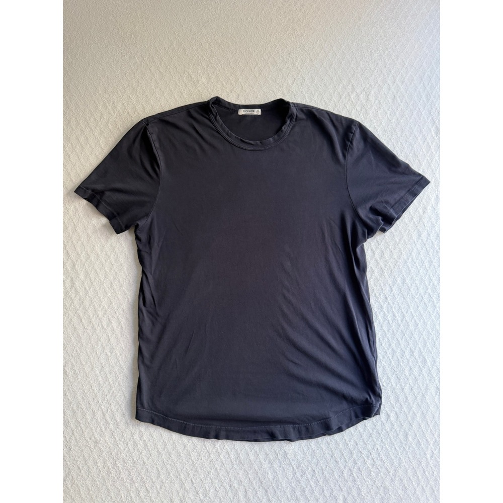 Buck Mason Slub Curved Hem Tee Black Cotton Minimalist Medium